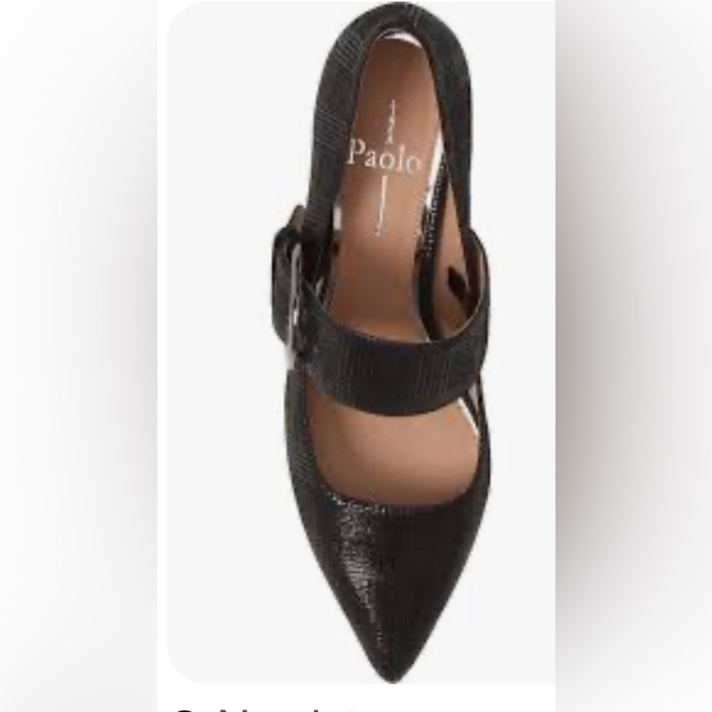 Paolo Black Textured Heels Burton Mary Jane Pump